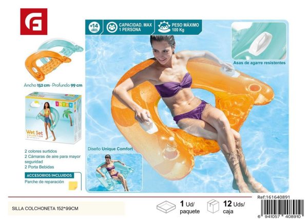 Silla colchoneta inflable 152x99cm para piscina