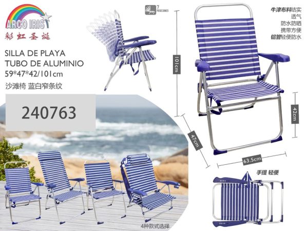 Silla de playa con tubo de aluminio 59x47x42/101 cm (6) - Sillas de playa camping - Imagen 3