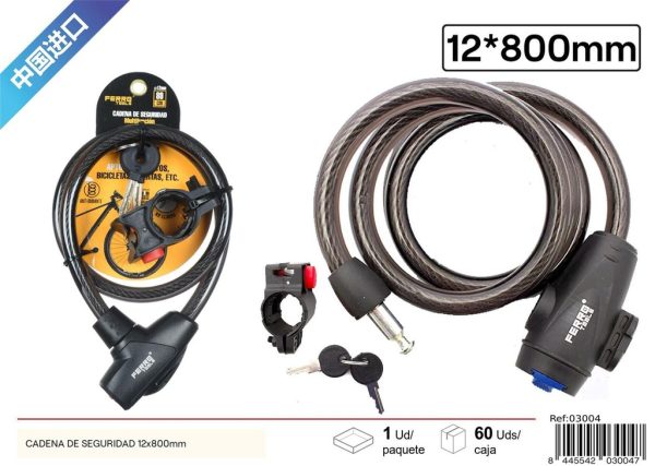 Cadena de seguridad 12x800 mm con soporte - Accesorios para bicicletas