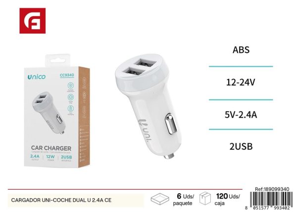 Cargador coche dual 2.4A - Ferretería y accesorios de coche