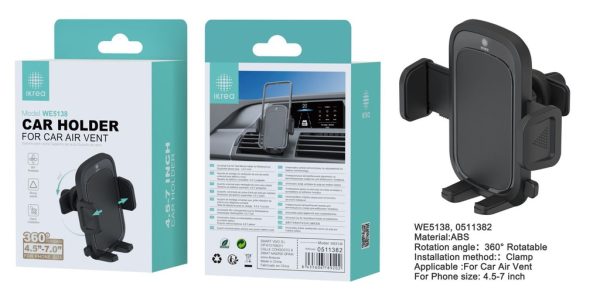 Soporte universal 360° rotación para ventilación de aire del coche color negro - Accesorio automotriz - Imagen 2