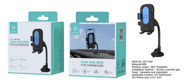 Soporte universal con manguera doblable para salpicadero de coche color azul IKREA WE5140 - Accesorio automotriz