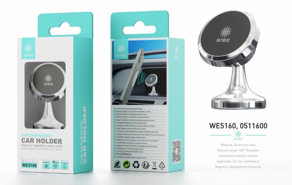 Soporte universal de aleación de aluminio magnético para salpicadero del coche color plata - Accesorio automotriz