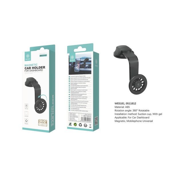 Soporte universal magnético 360° de ventosa con gel para salpicadero de coche color negro - Accesorio automotriz - Imagen 2
