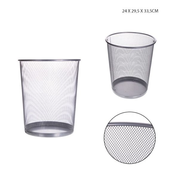 Cesta de basura plateada 24x29.5x33.5 cm - Artículos de oficina