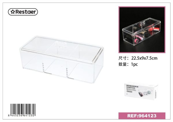 Organizador de cosméticos de plástico transparente 7.5*22.5*9 cm - Accesorios de belleza