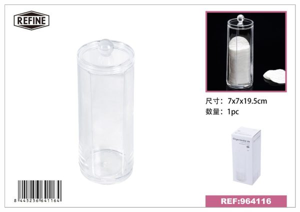 Organizador de cosméticos transparente 7x7x19.5cm para almacenamiento