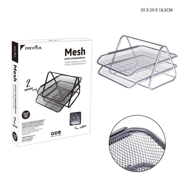 Organizador de documentos de metal 2P 35x29x18.5 cm plata - Papelería