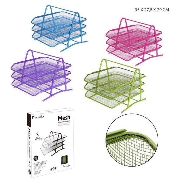 Organizador de documentos de metal 3 niveles 35x27.8x29 cm - Archivos y almacenamiento