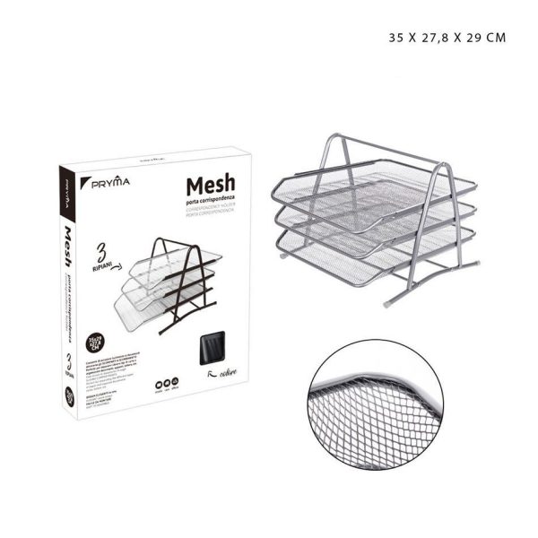 Organizador de documentos de metal 3p 35x27.8x29cm plata - Utensilios de oficina
