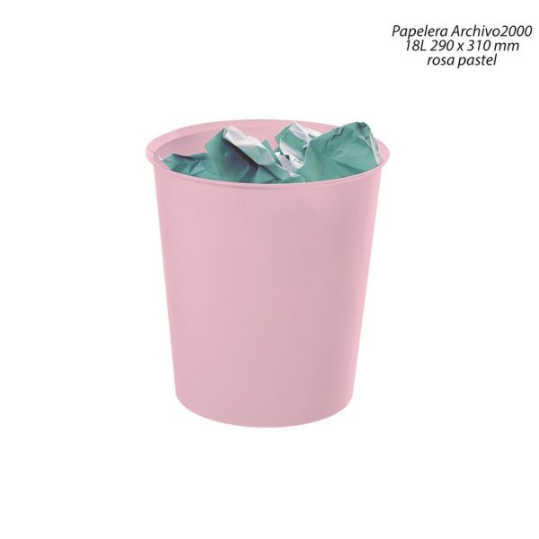Papelera Archivo 2000 18L rosa pastel 290 x 310 mm - Artículos de papelería