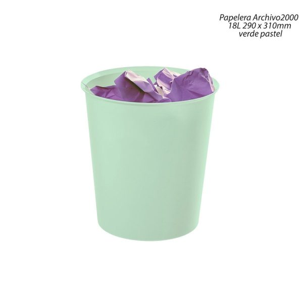 Papelera Archivo 2000 18L verde pastel 290 x 310 mm - Artículos de papelería