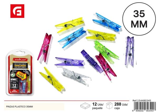 Pinzas de plástico 35MM - Artículos de oficina