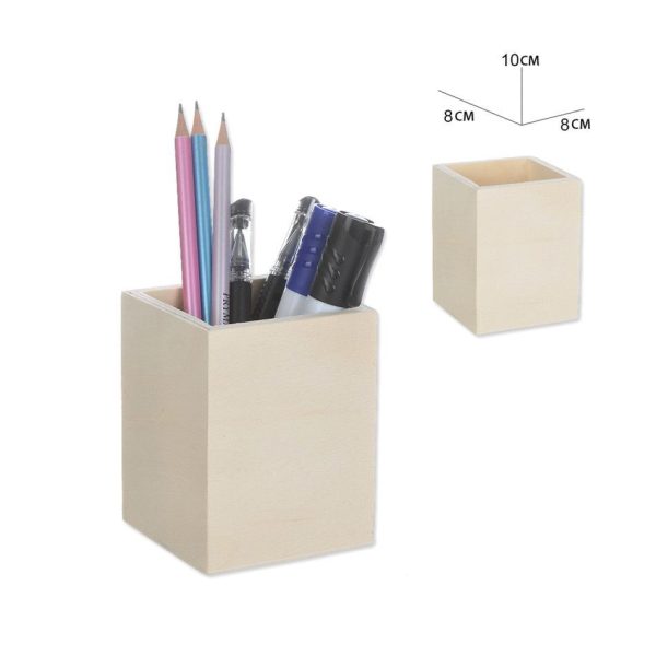 Portalápices de madera cuadrado 8X8X10CM - Organizadores de escritorio