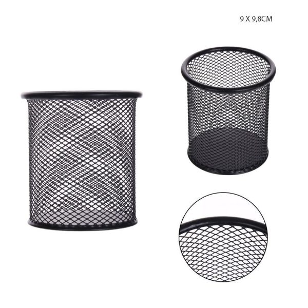 Portalápices redondo negro 90X98MM - Organizador de escritorio