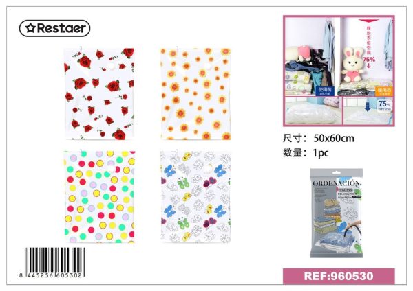 Bolsas de vacío estampadas 50x60cm para almacenamiento de ropa y ahorro de espacio