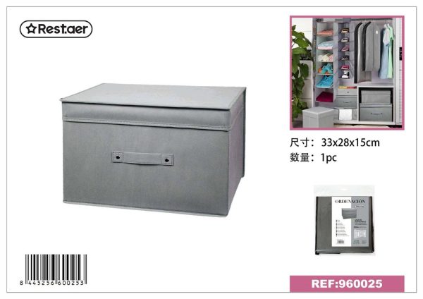 Caja de almacenamiento de tela gris 33x28x15 cm - Organización del hogar