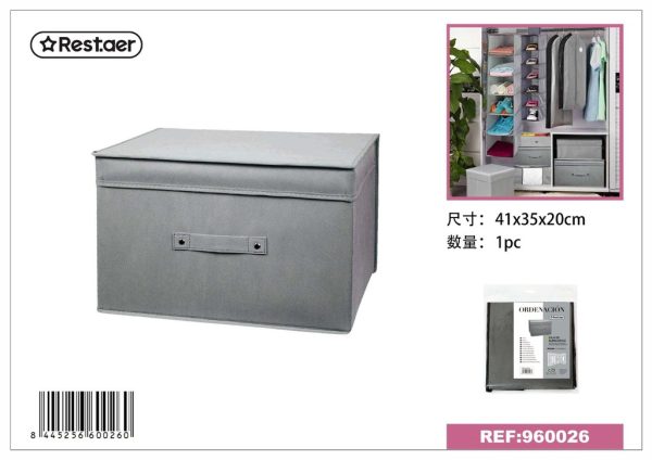 Caja de almacenamiento de tela gris 41x35x20 cm - Organización del hogar