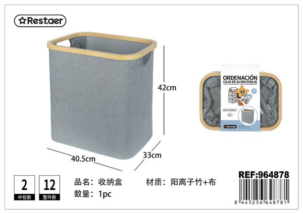 Caja de bambú con asas 40,5*33*42 cm - Organizador de almacenamiento