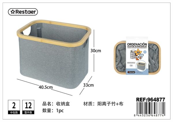 Caja de bambú con asas 40.5x33x30cm - Organización del hogar