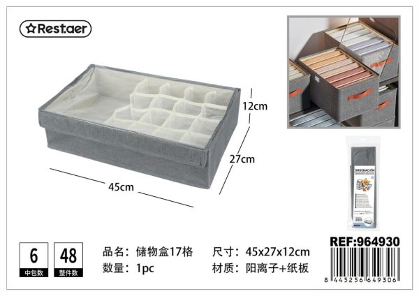 Cesta de almacenamiento con tapa 45x27x12 cm - Organización del hogar