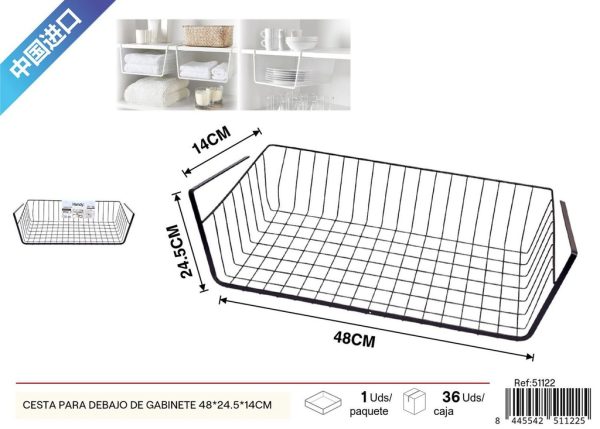Cesta para debajo de gabinete negra 48*24.5*14cm - Almacenamiento
