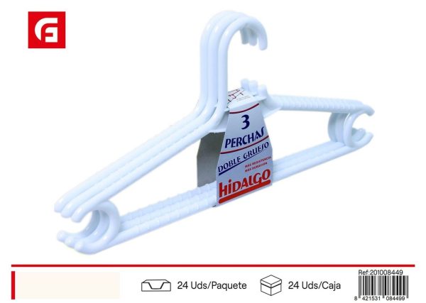Lote de 3 perchas blancas gruesas - Organización del hogar