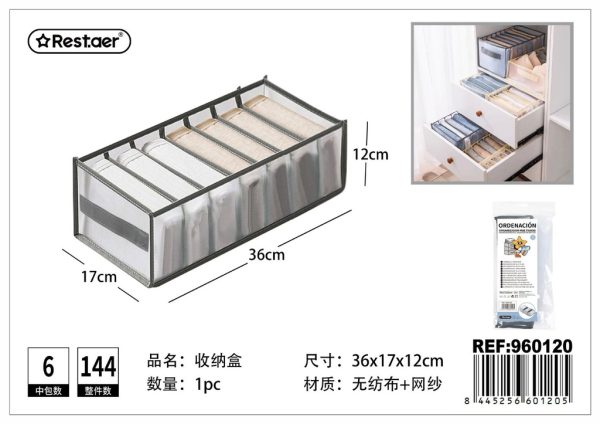 Organizador de ropa interior 7 compartimentos 36x17x12cm para almacenaje