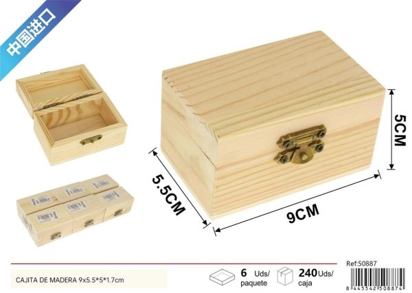 Cajita de madera plana de pino 9*5.5*5*1.7 cm - Decoración del hogar