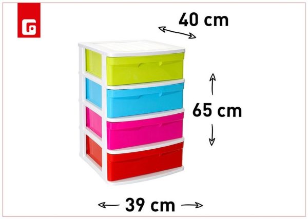 cajonera de plástico 4 cajones color blanco - Mobiliario de hogar - Imagen 2