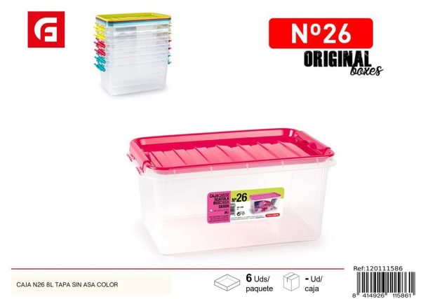 Caja N26 8L tapa sin asa - Plástico de uso doméstico