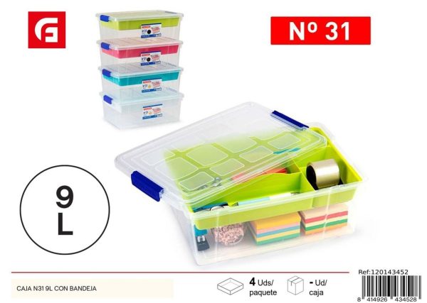 Caja N31 de 9L con bandeja - Almacenamiento plástico