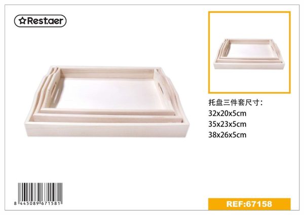 Caja de madera 3 piezas 38x26x5cm - Artículos de regalo