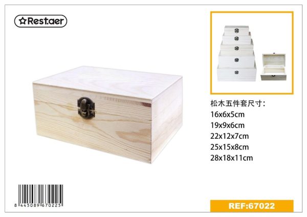 Caja de madera 5 piezas 28x17.8x11 cm - Artículos de regalo y cajas de madera