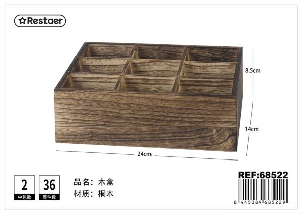 Caja de madera 9 compartimentos 24x14x8.5cm - Artículos de regalo
