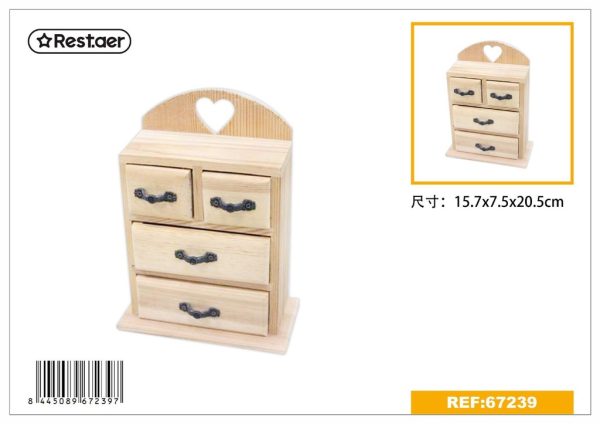 Caja de madera con 4 compartimientos de pino 15.7x7.5x20.5cm