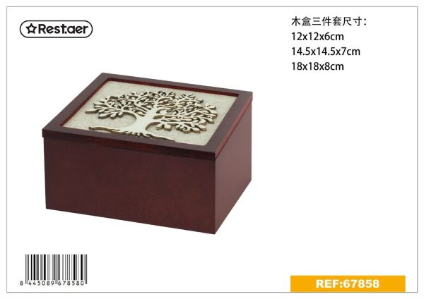 Caja de madera de 3 piezas 18*18*8CM - Artículos de regalo