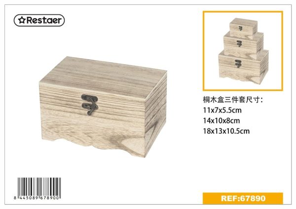 Caja de madera de 3 piezas en polvo de 18*13*10.5 cm - Artículos de regalo
