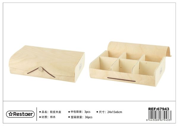 Caja de madera de 6 compartimentos 24x15x6 cm - Accesorios de regalo