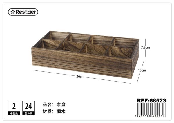 Caja de madera de 8 compartimentos de 36*15*7.5CM - Regalos de madera