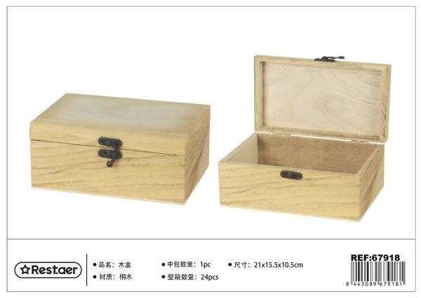 Caja de madera de paulownia 21x15.5x10.5 cm - Artículos de regalo y cajas de madera