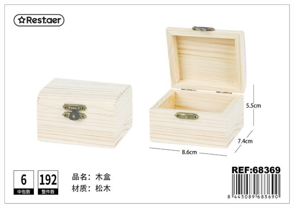 Caja de madera de pino arqueada 9x7.5x5.5cm para almacenamiento