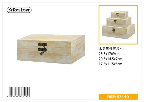 Caja de madera rectangular pintada 23.5x17x9 cm