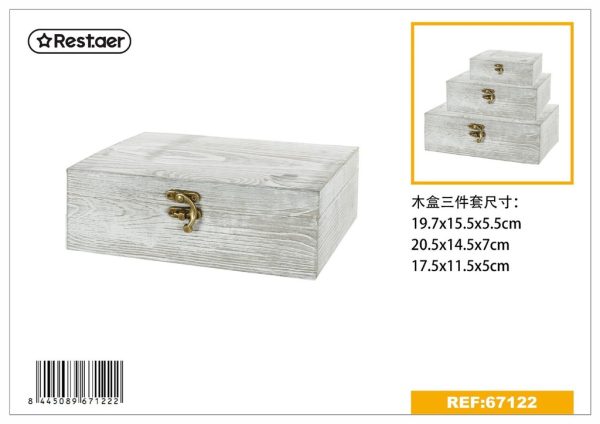 Caja de madera rectangular pintada 23.5x17x9 cm - Imagen 2