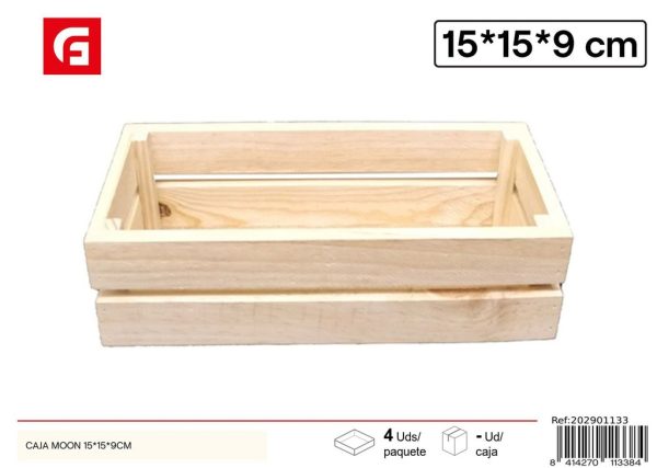 Caja de madera tipo luna 15x15x9 cm - Decoración del hogar