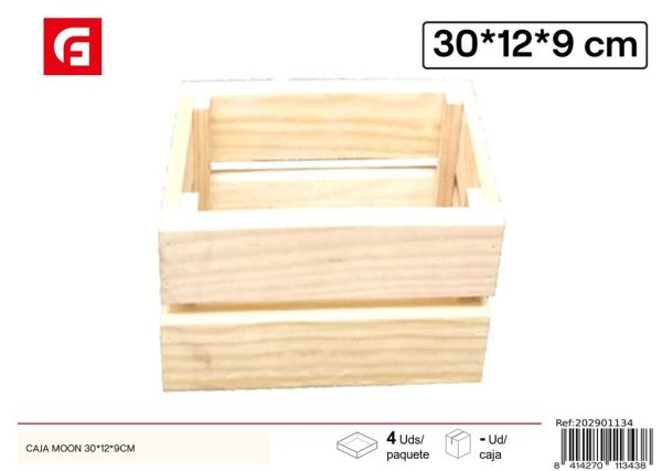 Caja de madera tipo luna 30x12x9 cm - Decoración del hogar