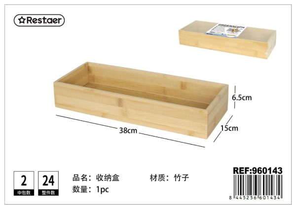 Caja de ordenación de bambú 38*15*6.5cm para almacenamiento
