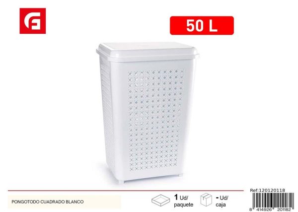 Caja organizadora cuadrada blanca para almacenamiento