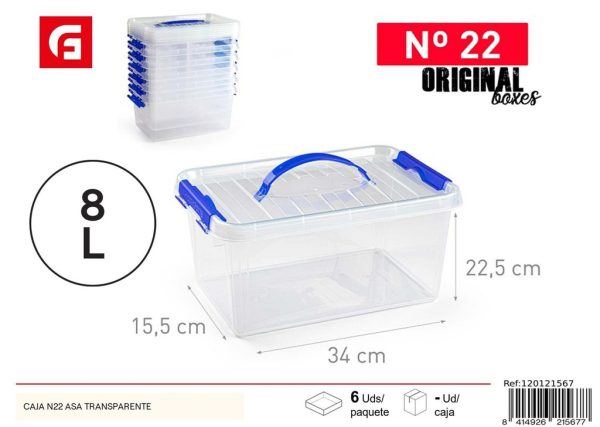 Caja plástica N22 con asa transparente - Almacenamiento