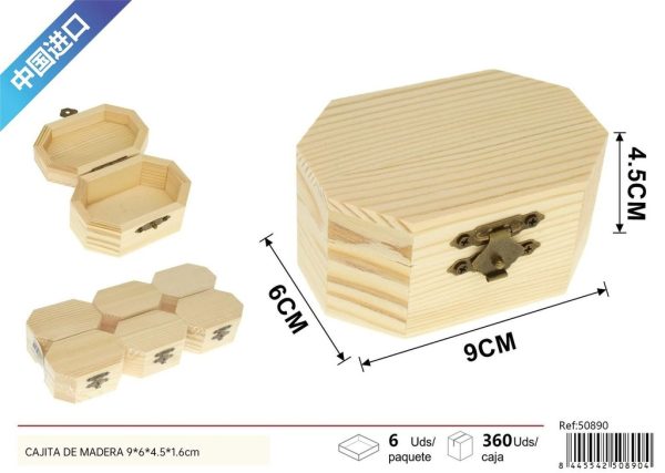 Cajita de madera 9x6x4.5x1.6cm - Decoración y almacenamiento
